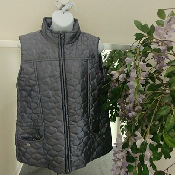 New Directions Quilted Gunmetal Vest - Picture 1 of 8